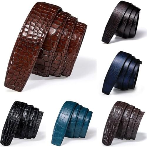 3.5CM Crocodile Pattern Genuine Leather Belts for Men Buckle Luxury Business Casual Style Cowboy Jeans Belt Without Buckle
