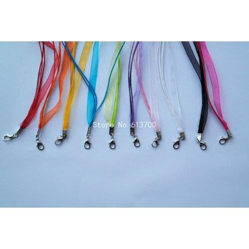 500 Pcs Mix Silk Organza Voile Ribbon Necklace Cords Waxed Necklace Cord With Lobster Clasps Ribbon Cord Jewelry Cord