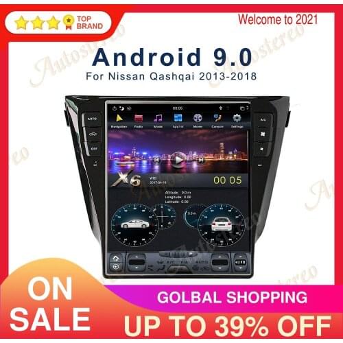Android 9.0 PX6 Vertical Tesla Screen GPS Navigation For NISSAN Qashqai 2013-2019 Auto Radio Stereo Head Unit Multimedia Player