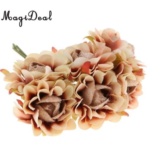 60x Artificial Fabric Plum Flowers with Wire Stem for Wedding Home DIY Floral Decoration