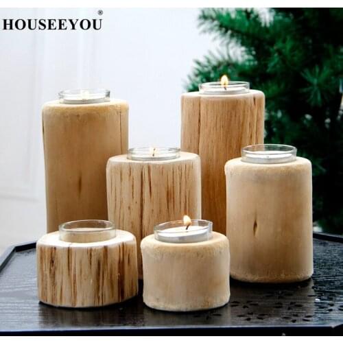 3PCS/Lot Pastoral Style Wooden Candle Holder Creative Suit Romantic Arrangement Supplies Home Office Decor Crafts Ornament