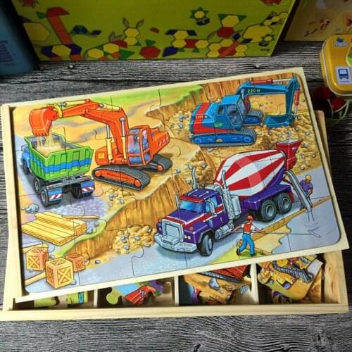 Kids Wooden Toys Vehicle Dinosaur Animal Puzzles Child Montessori Education Learning Game Kits Birthday Gift For Baby Boys Girls