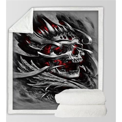 Skull Fleece Blanket 3D full printed Wearable Blanket Adults/kids Fleece Blanket Sherpa Blanket Drop Shipping 01