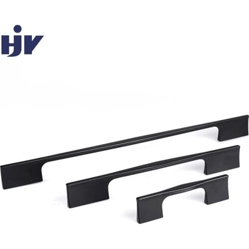 HJY Black Cabinet Pulls Handles Modern Furniture Drawer Pull Zinc Alloy Kitchen Cupboard Door Knob Handle Hardware American Z093