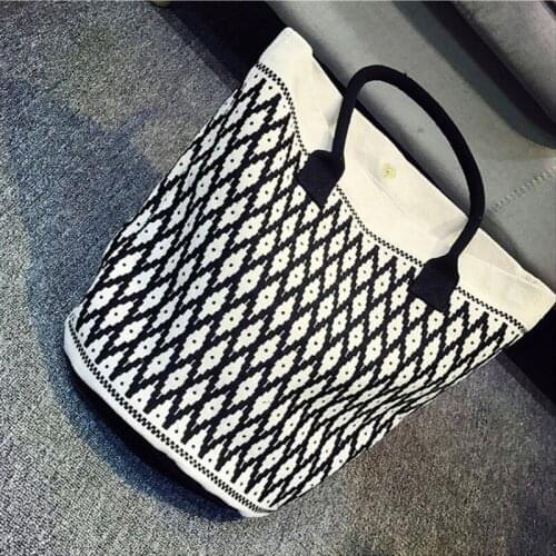 Bags Canvas Women New Leisure Shopper Bag Street Fishing Net Design Ladies Tote Bags Shoulder Handbag Bucket Big Bolsa Mujer