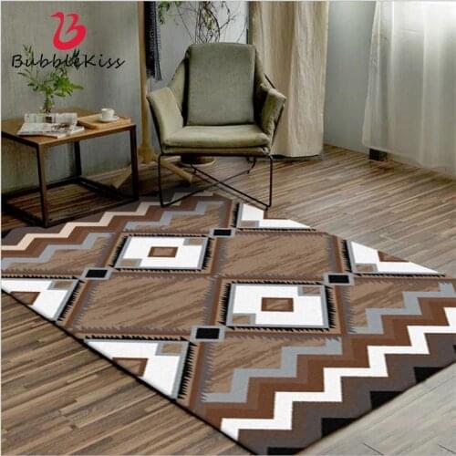 Bubble Kiss Nordic Style Brown Geometric Pattern Non-slip Area Rug for Bedroom Living Room Large Size Carpets for Bed Hand Wash