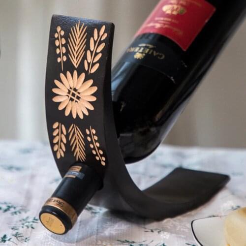 Creative solid wood wine rack decoration modern minimalist living room wine rack wooden bottle rack wine bracket