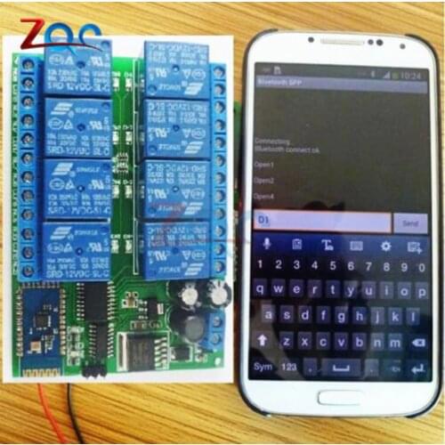 DC 12V 8 Channel Relay Module Bluetooth Wireless Control Switch for Android Smart Mobile Phone App Control Momentary Interlock