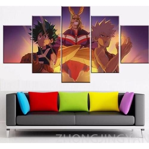 Modular Canvas Painting Home Decor 5 Piece My Hero Academia Pictures Modern Printed Anime Poster For Living Room Wall Art Frame