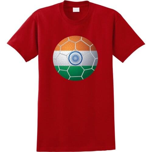 2019 Spring Slim Fit Men T Shirt Hipster O-Neck Popular Tops India Soccerer Ball Flag Print T-Shirtmake At Shirt