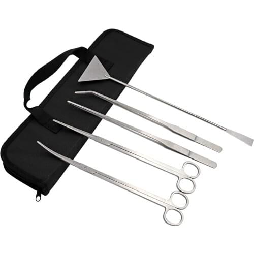 5Pcs/lot Aquarium Cleaning Tools Kit Tweezers Scissors Fish Tank Water Grass For Plants Grass Stainless Steel Landscaping