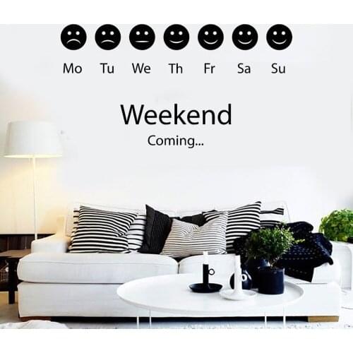 Mood Smiley Weekend Positive Wall Stickers Vinyl Wall Decal Bedroom Stickers Personality Creative Living Room Wallpaper SA237