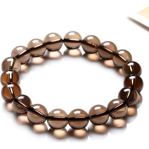 Natural AAA Smoky Crystal Round Beaded Bracelet Energy Stone Beads Handmade Jewelry For Women Men Lovers Gift