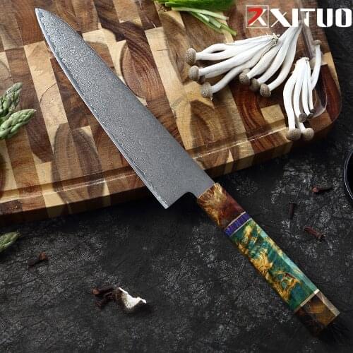 XITUO Damascus Chef Knives 8.5 Inch Japanese VG10 Steel Ultra Sharp Blade Cook Knife Meat Vegetable Fruit Slicing Kitchen Knife