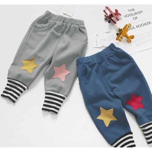 Tonytaobaby Autumn Clothes New Sports Stars Pants Girls Boys Pants Kids Pants Cotton