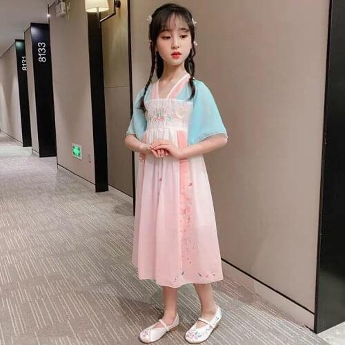 Girls dress 2021 summer children chiffon dress summer girls evening dress 12 childrens wear 11 years old