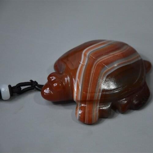Hongshan Culture Gift Agate Longevity Tortoise Jade Wear Auspicious Collection Pendant Stone Carving Pendant Necklace Keychain