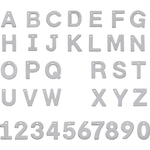 Letter A~Z and Number 0~9 304 Stainless Steel Charms Alphabet Pendants for Jewelry Making DIY Bracelet 11~11.5x6~12x0.6~0.7mm
