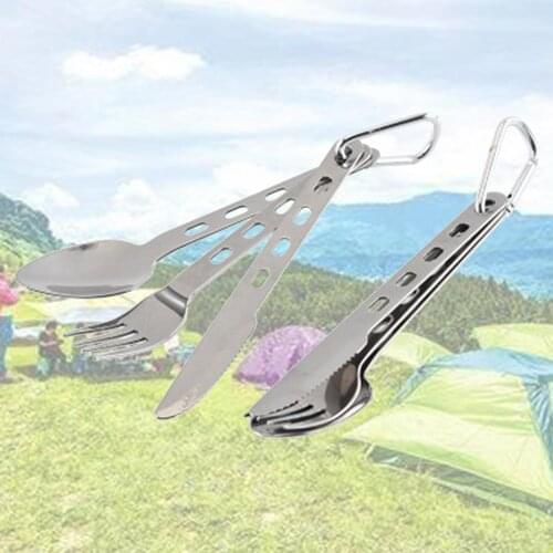 Outdoor Camping Tableware Cooking Supplies 3Pieces/Set Spoon Fork Knife For Hiking Survival Travel Multi-Function Camp Tool 2021
