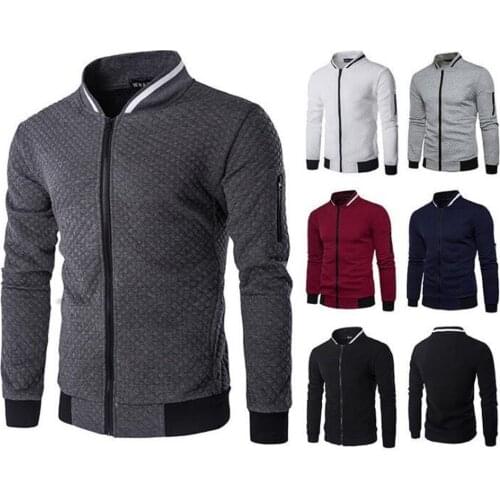 QNPQYX New fashion Winter Men lattice Jackets Solid Color Warm coats Men zipper Jacket All-match Casual Classic Design Men Coats