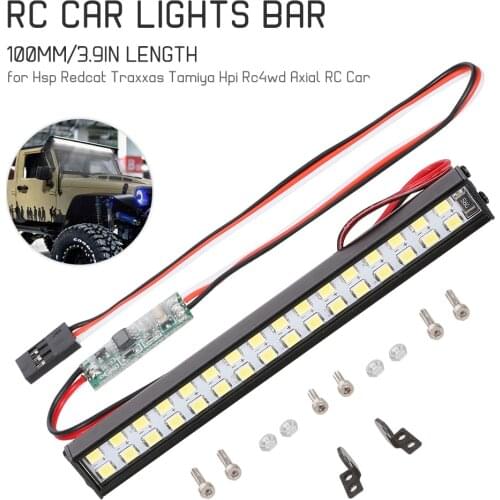 RC LED Lights Bar 100mm Metal Roof Lamp Light Headlight 32LEDs Light for 1/10 Traxxas TRX4 Trx6 RC Tamiya Axial SCX10 HPI RC Car