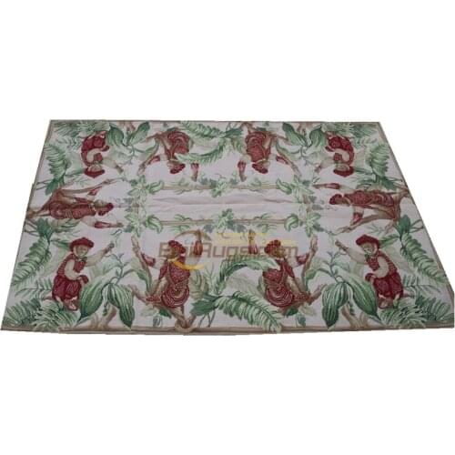 Luxury Antique French Flower Needlepoint Natural Sheep Wool Home Decoration Carpet Handwoven Wool Carpets