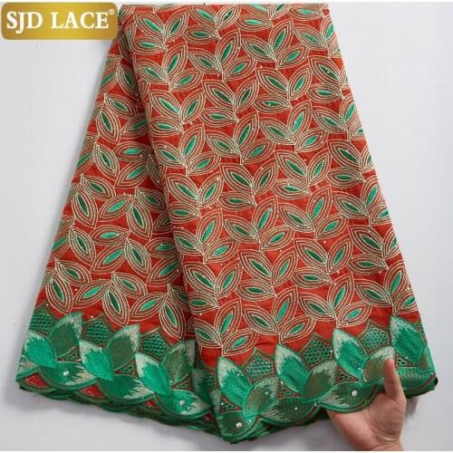SJD LACE African Dry Lace Fabric 5Yards Garment Materials In Switzerland 2021Hot Sale Swiss Voile Laces For Wedding Sewing A2348