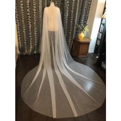 White Ivory 118" width(300CM)Cape Bridal Shawl Cathedral Length veil Tulle Long Cape Cloak Shawl Wedding Accessories