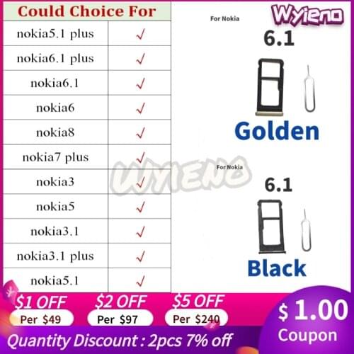 Wyieno Nokia6.1 SIM Card Tray Holder Slot Replacement For Nokia 6.1 2018 6 5.1 8 7 3 5 3.1 plus Tray Adapter Pin + Tracking