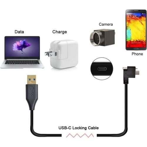 Xiwai Left Right Angled USB 3.1 Type-C Single Screw Locking to Standard USB3.0 Data Cable 90 Degree for Camera