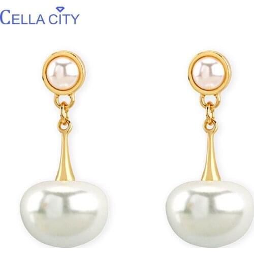 Cellacity Geometry Irregular Pearl Earrings for Women Trendy Silver 925 Jewelry for Wedding Water Drop Shaped Eardrops Wholesale