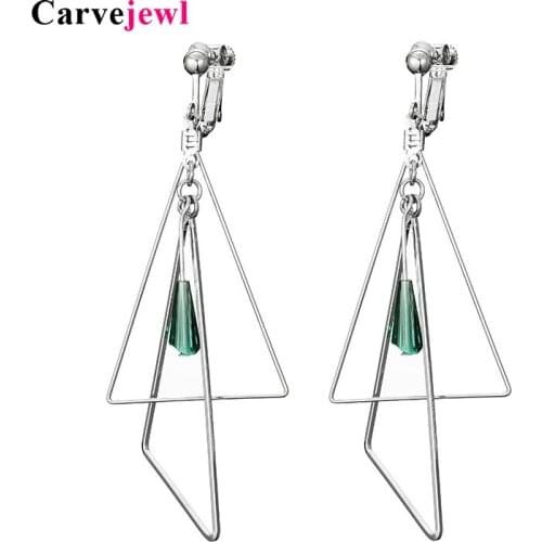Carvejewl drop dangle earrings metal double triangle glass beads earrings for women jewelry unique new fashion European earrings