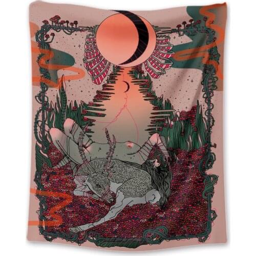 Women goat tapestry wall cloth large wall hanging blanket home decoration moon wall sheet muur tapijt