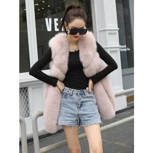 Fox Fur Vest WholeSkin Fox Fur Vest Women Standard Sleeveless Jackets Coat