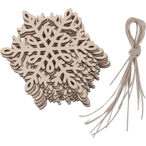 ANGRLY 10pcs Christmas Hanging Ornaments Wedding Decoration Wooden Embellishments 8 X 8 Cm Hexagon Christmas Tree Snowflake