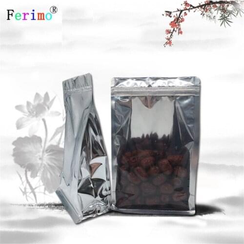 100pcs Aluminum foil transparent self supporting storage bag eight side sealed aluminum Yin Yang independent self sealing bag