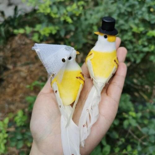 12pcs,Artificial Decorative Foam feather Wedding couple birds,Craft birds For Wedding Party table Decoration,Wedding guest gift
