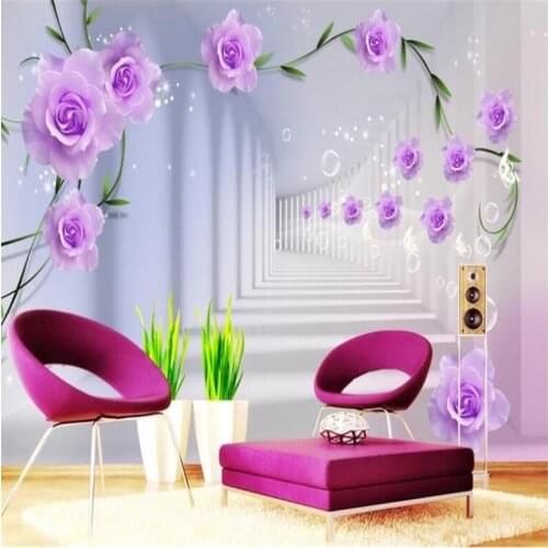 Beibehang papel de parede Custom 3D wallpaper purple floral wallpaper mural decoration bedroom TV background papel de parede 3d