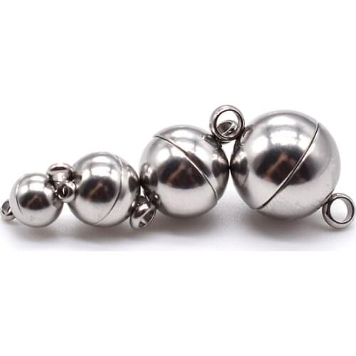 5pcs Bracelet magnet clasps stainless steel 6//10/12mm ball Magnet Buckle Strong Magnetic Clasps for Jewelry Making DIY
