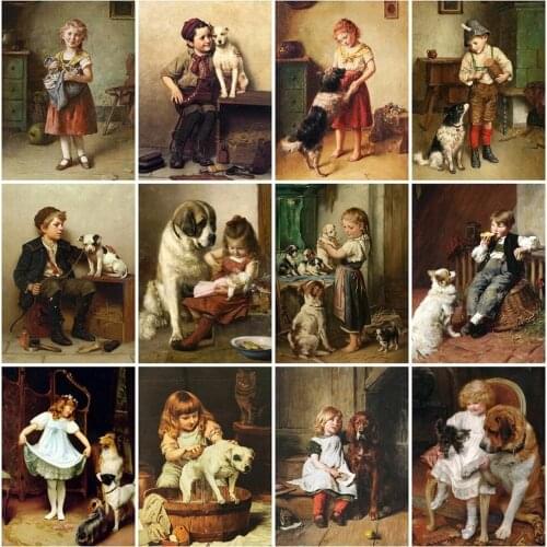 5D Diy Diamond Painting Embroidery Girl Boy Portrait Rhinestone Full Drill Square Round Mosaic Animal Dog Cat Home Decor Gift