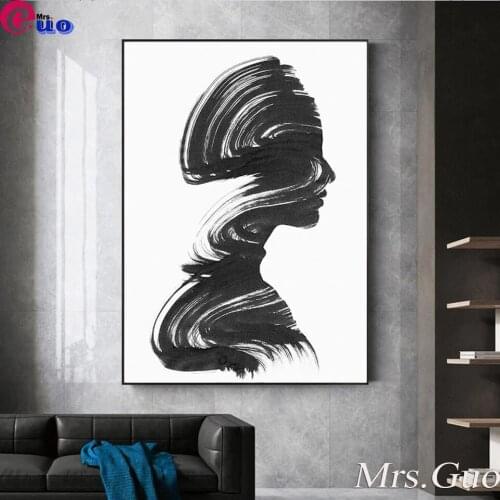 Abstract Sexy Woman Sketch Diamond Art Cross Stitch Diamond Embroidery Black and White Line Art on The Wall Art Nordic Picture