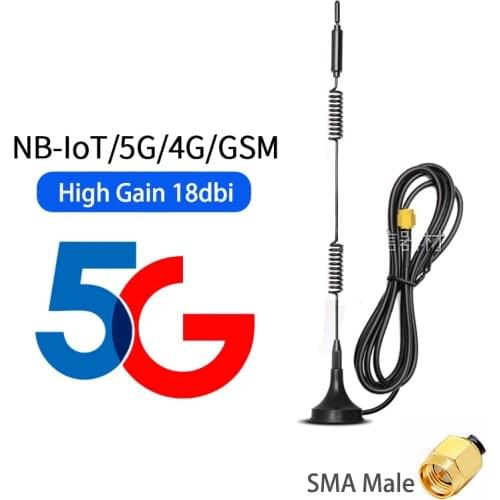 2G GSM 3G GPRS 4G 5G full frequency small suction cup antenna 18dbi high gain sma male interface RG174 10m cable 600-6000mhz