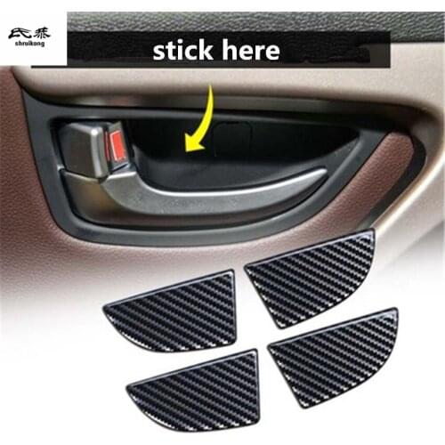 4PCS/Lot Car Stickers Epoxy Glue Carbon Fiber Grain Inner Door Bowl Decoration Cover for 2009-2015 Hyundai Elantra MD UD Avante