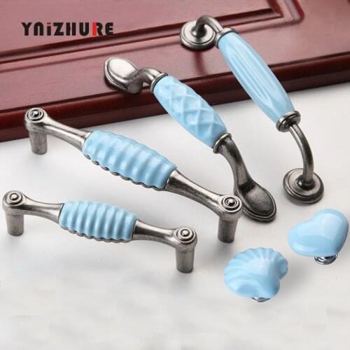 European Antique Ceramic Door Handles Drawer Pulls Cabinet Kitchen Cupboard Drawer Wardrobe Knobs Home Furniture Handle