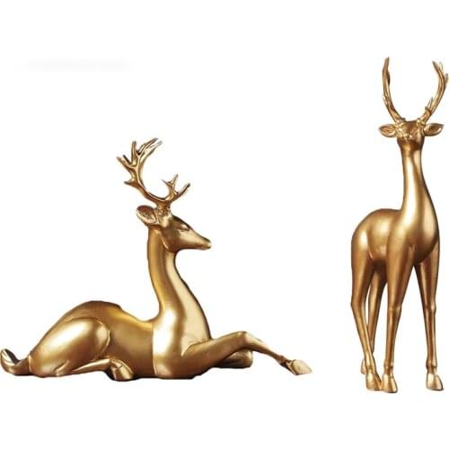 Figurines For Interior Decoration Desk Accessories Statue Figurines Miniature Sika Elk Wine Rack Golden family expenses modern