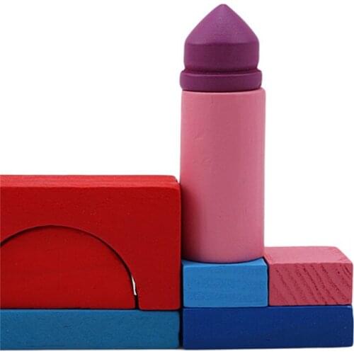 Hot Sale Kid Wooden Mini Castle Building Blocks Game Environment Friendly Geometric Shape Educational Toys