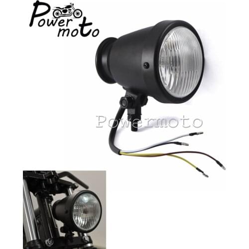 H4 12V 60/55W Motorcycle Aluminum Matte Black Retro Headlight Front Lamp Decorative Metal Lights Lighting For Cafe Racer Custom