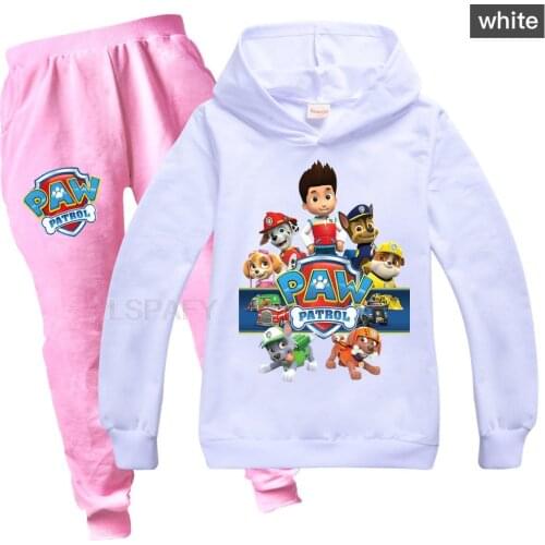 Hot PAW PATROL Printed Girls Clothes Set Spring Autumn Childrens Hooded Sweatshirts Harem Pant Casual Jogging Suit Clothes