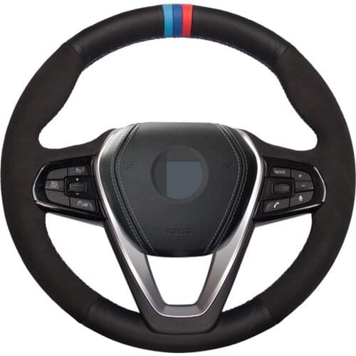 Car Steering Wheel Cover DIY Black Genuine Leather Suede For BMW G20 G21 G30 G31 G32 X3 G01 X4 G02 X5 G05 X7 G07 Z4 G29