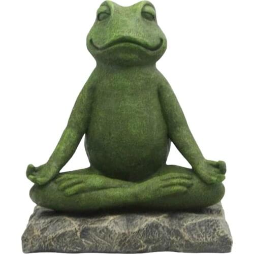 Meditate Zen Buddhism Frog Statue Ornament Copper Animal Sculpture Yoga Resin Miniatures Figurine Home Desk Decoration Craft